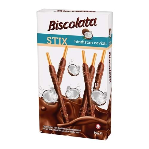 Şölen Biscolata Stix Hindistan Cevizili Çikolata Kaplı Bisküvi 36 Gr