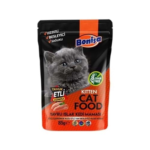Bonisa Tavuk Etli Islak Yavru Kedi Yemi 85 Gr