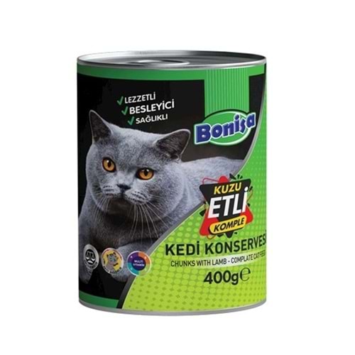 Bonisa Parça Kuzu Etli Kedi Islak Konserve Yem 400 Gr