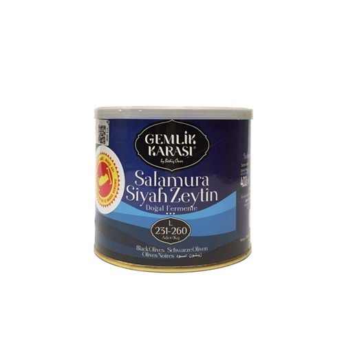 Gemlik Karası Siyah Salamura Zeytin 400 Gr L 231-260
