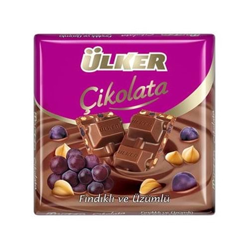 Ülker Kare Çikolata Fındıklı Üzümlü 60 Gr