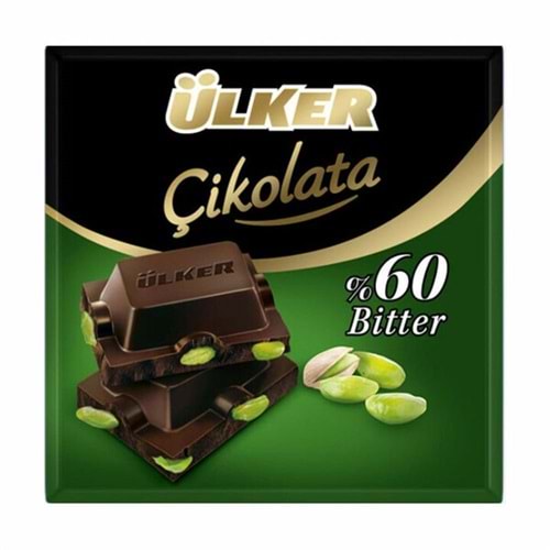 Ülker Kare Çikolata Antep Fıstıklı %60 Bitter 65 Gr