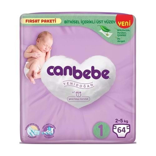 Canbebe Fırsat Paketi Bebek Bezi 2-5 Kg No:1 Mini 64 Lü