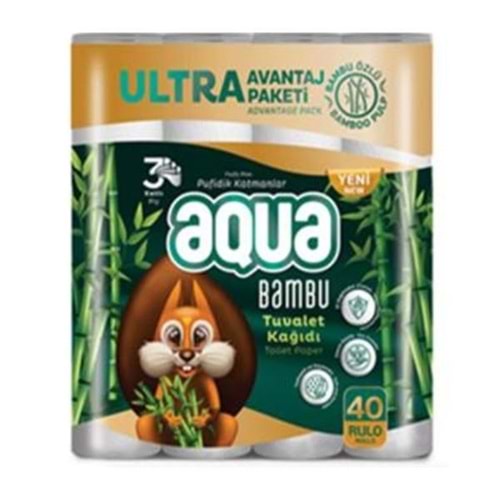 Aqua Tuvalet Kağıdı 40 Lı Bambu 3 Katlı