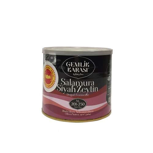 Gemlik Karası Xl Siyah Salamura Zeytin 400 Gr Teneke