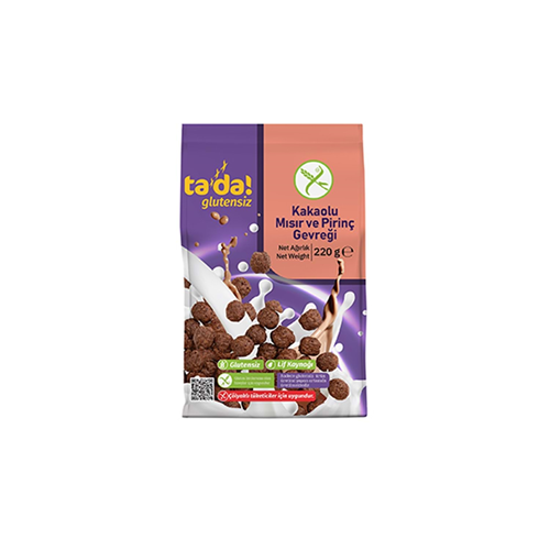 Tada Kakaolu Kahvaltılık Mısır Ve Pirinç Gevreği 220 Gr Glutensiz