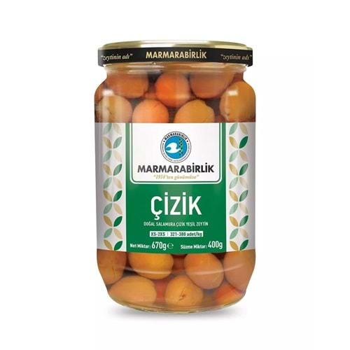 Marmara Birlik Yeşil Çizik Zeytin 400 Gr Cam 321-380 Xs-2Xs