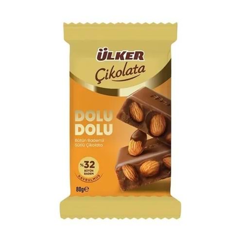 Ülker Çikolata Dolu Dolu Tablet %32 Badem 80 Gr