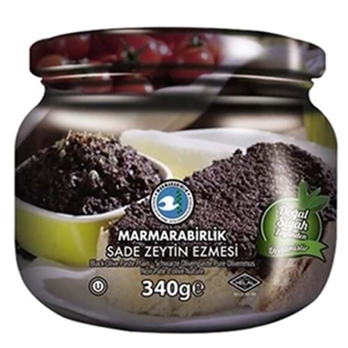 Marmarabirlik Zeytin Siyah Sade Ezme Cam Kavanoz 340 Gr