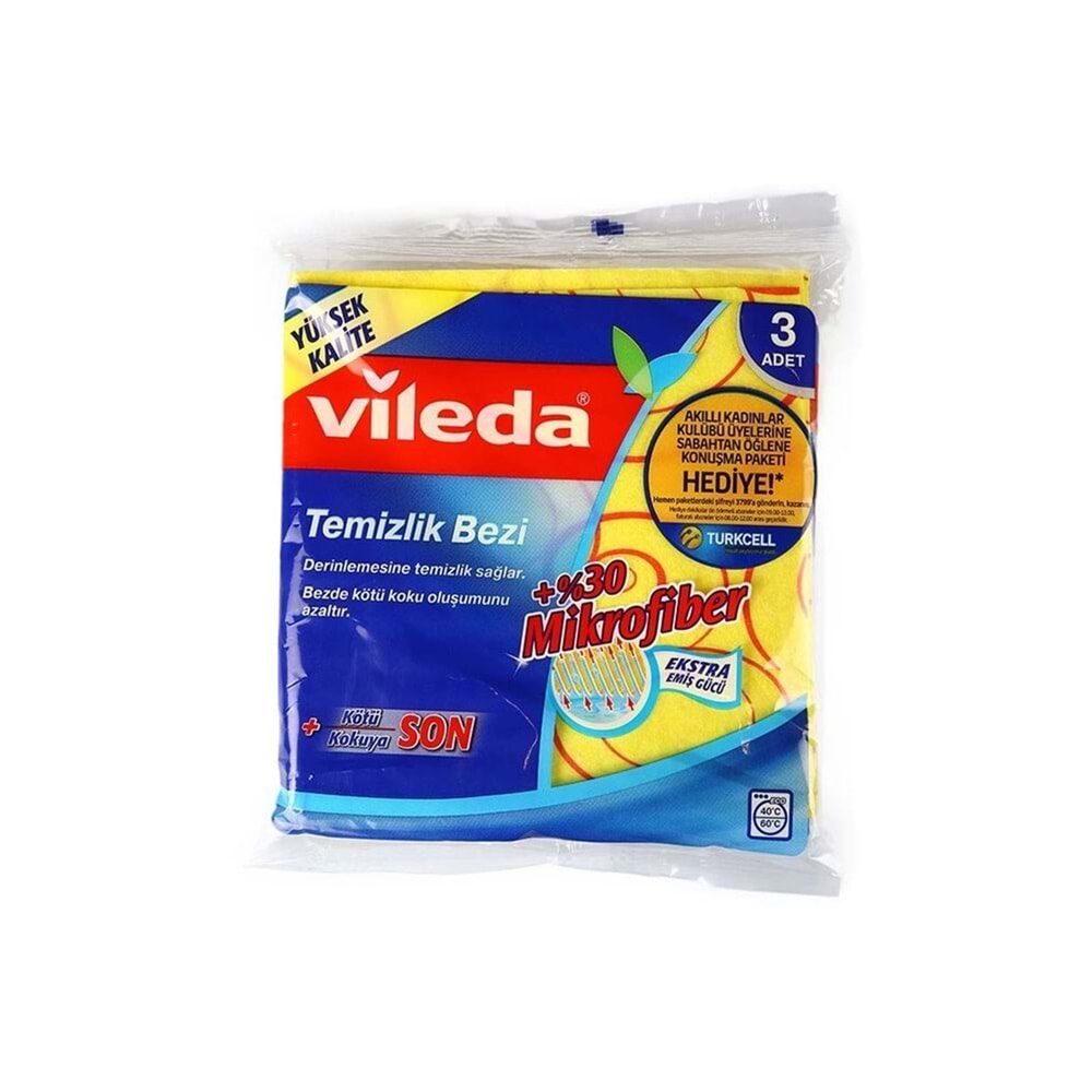 Vileda Temizlik Bezi Mikrofiber %30 3 Lu