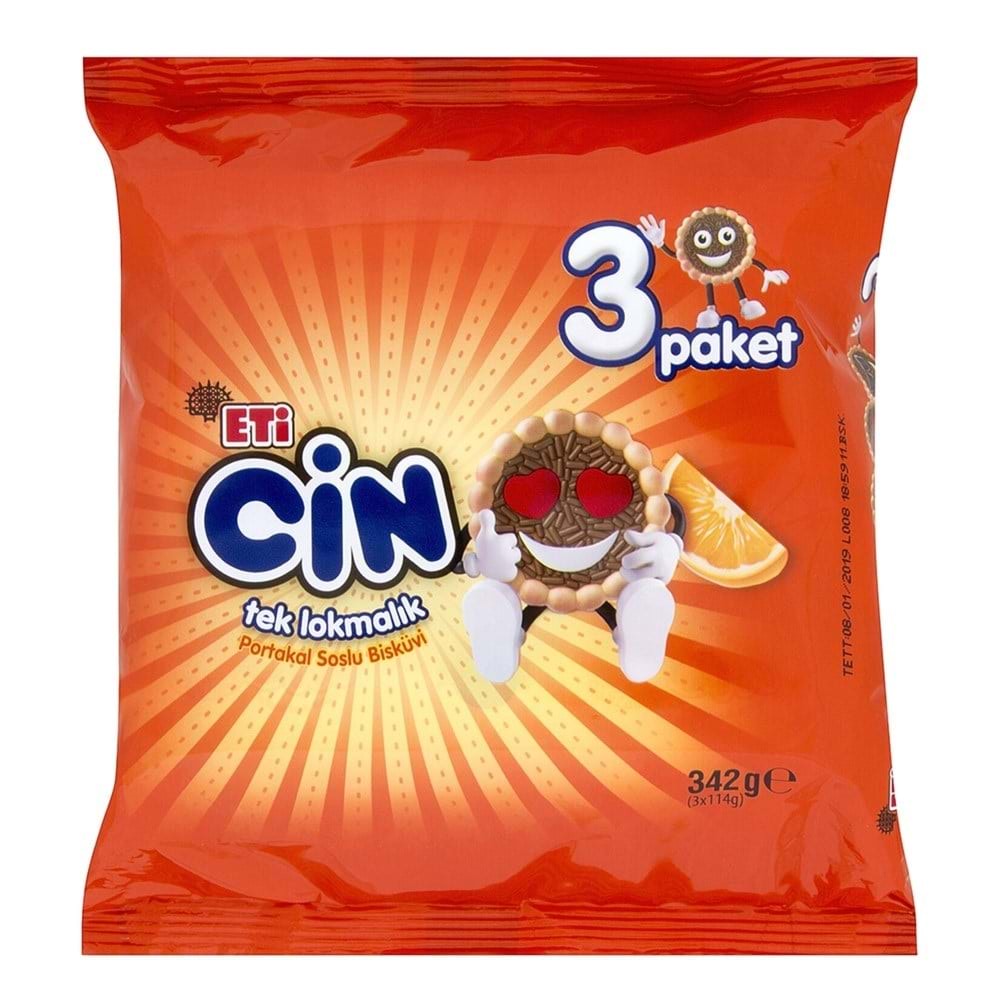 Eti Cin Lokmalık Portakal Aromalı Bisküvi 3 Lü Paket 342 Gr