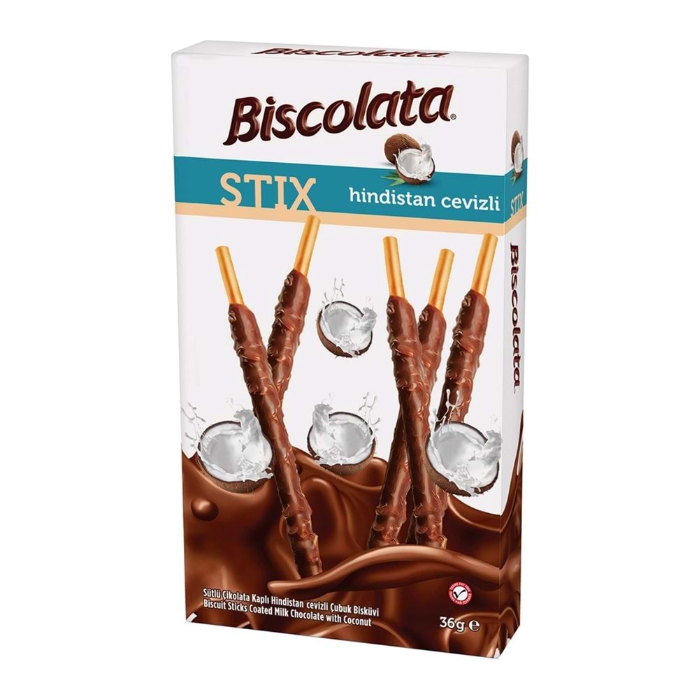 Şölen Biscolata Stix Hindistan Cevizili Çikolata Kaplı Bisküvi 36 Gr