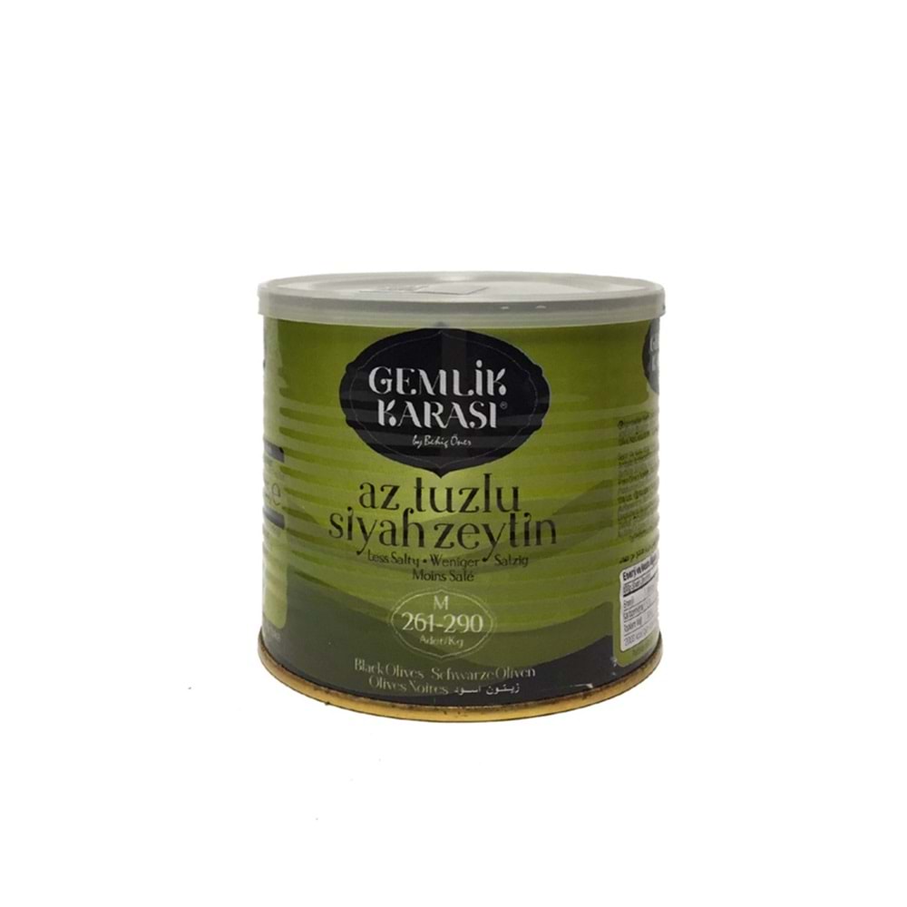 Gemlik Karası M Siyah Salamura Az Tuzlu Zeytin 400 Gr Teneke