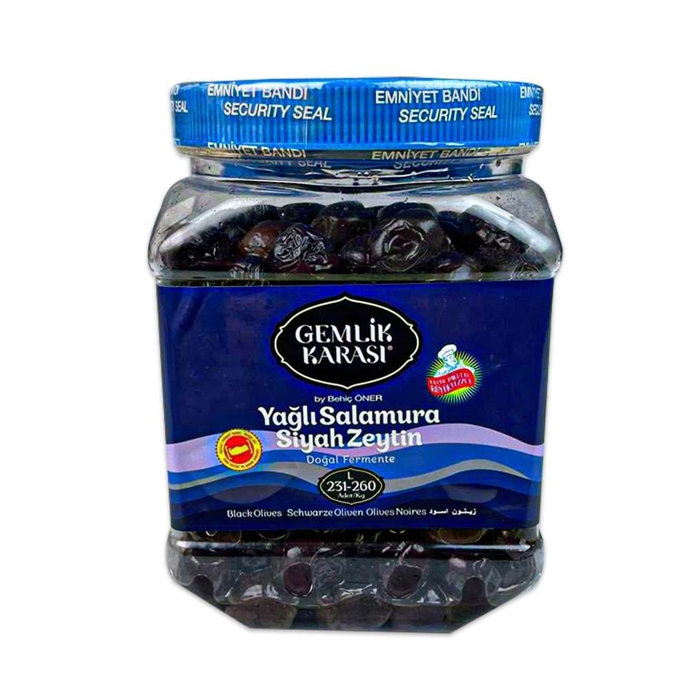 Gemlik Karası Siyah Salamura Zeytin 900 Gr L 231-260