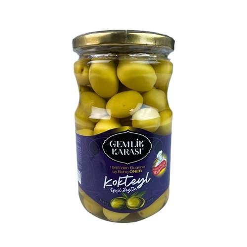 Gemlik Karası Yeşil Zeytin Kokteyl 400 Gr 4Xl Cam