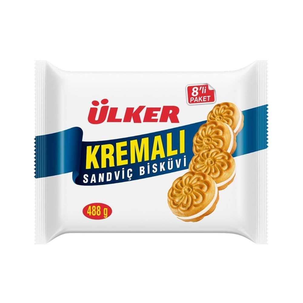 Ülker Kremalı Sandviç Sanviç Bisküvi 8 Li 488 Gr