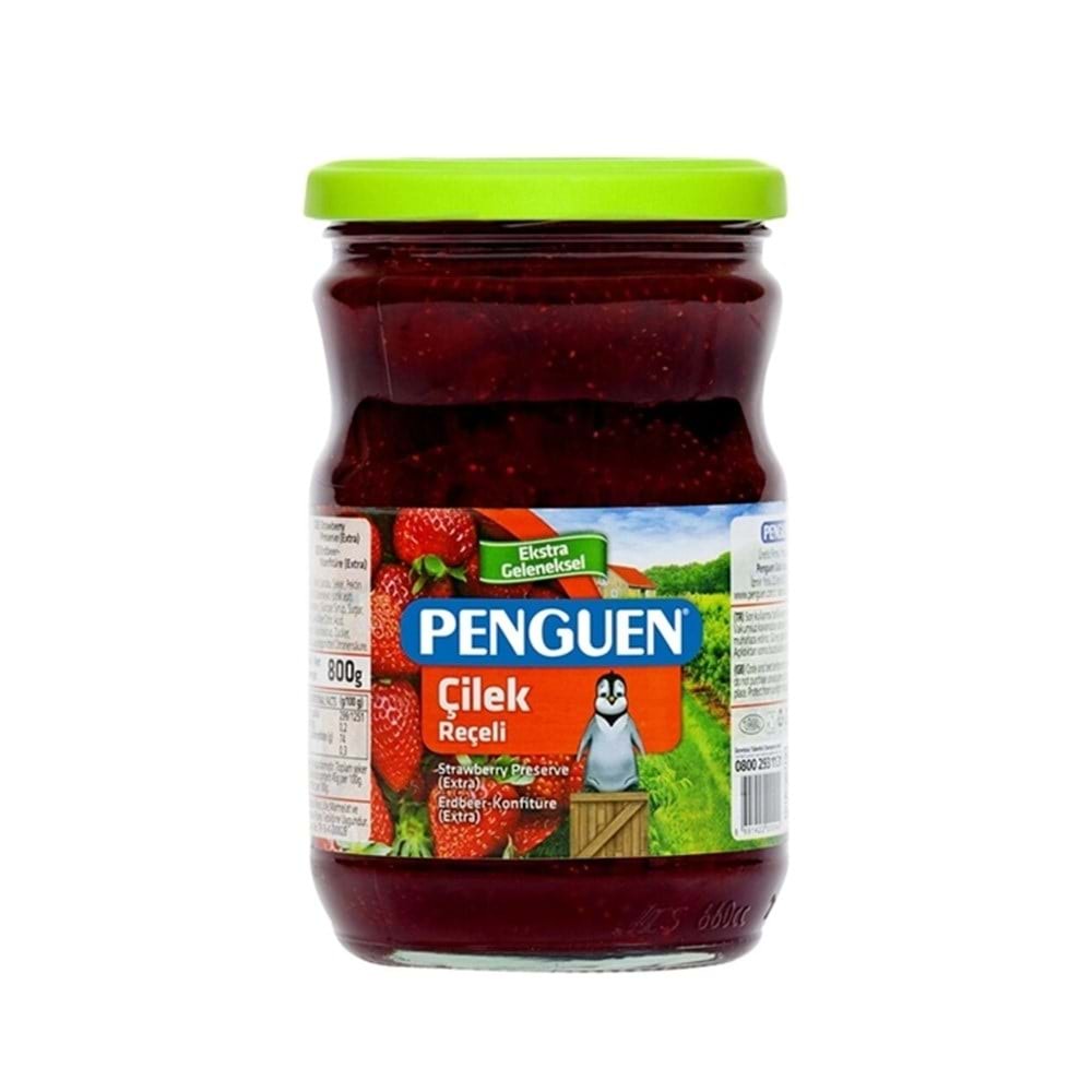 Penguen Çilek Reçeli 800 Gr Cam