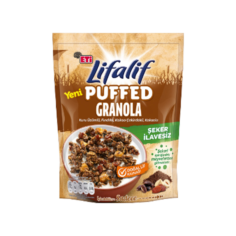 Eti Lifalif Puffed Granola Kuru Üzüm Fındıklı Kakaolu 160 Gr