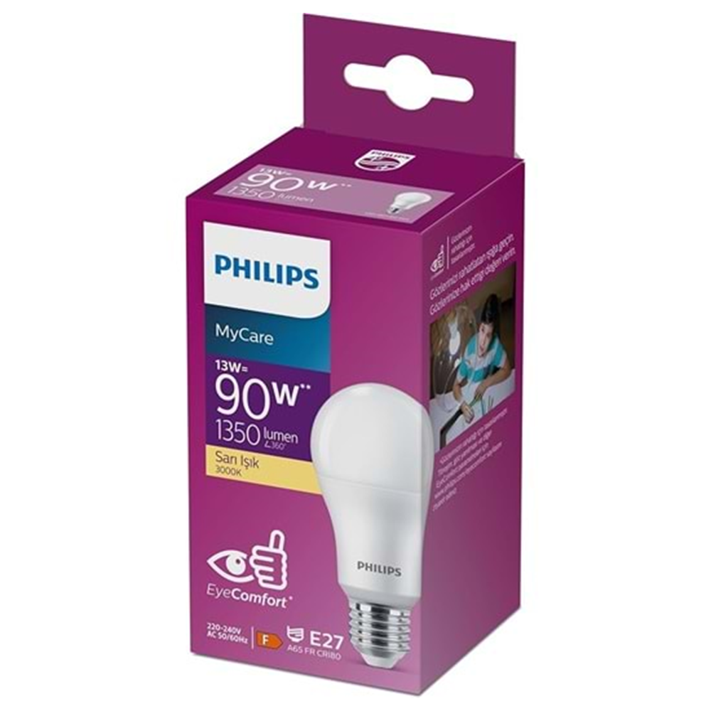 Philips 1521 Lumen Mycare 13W E27 220-240V Sarı Işık