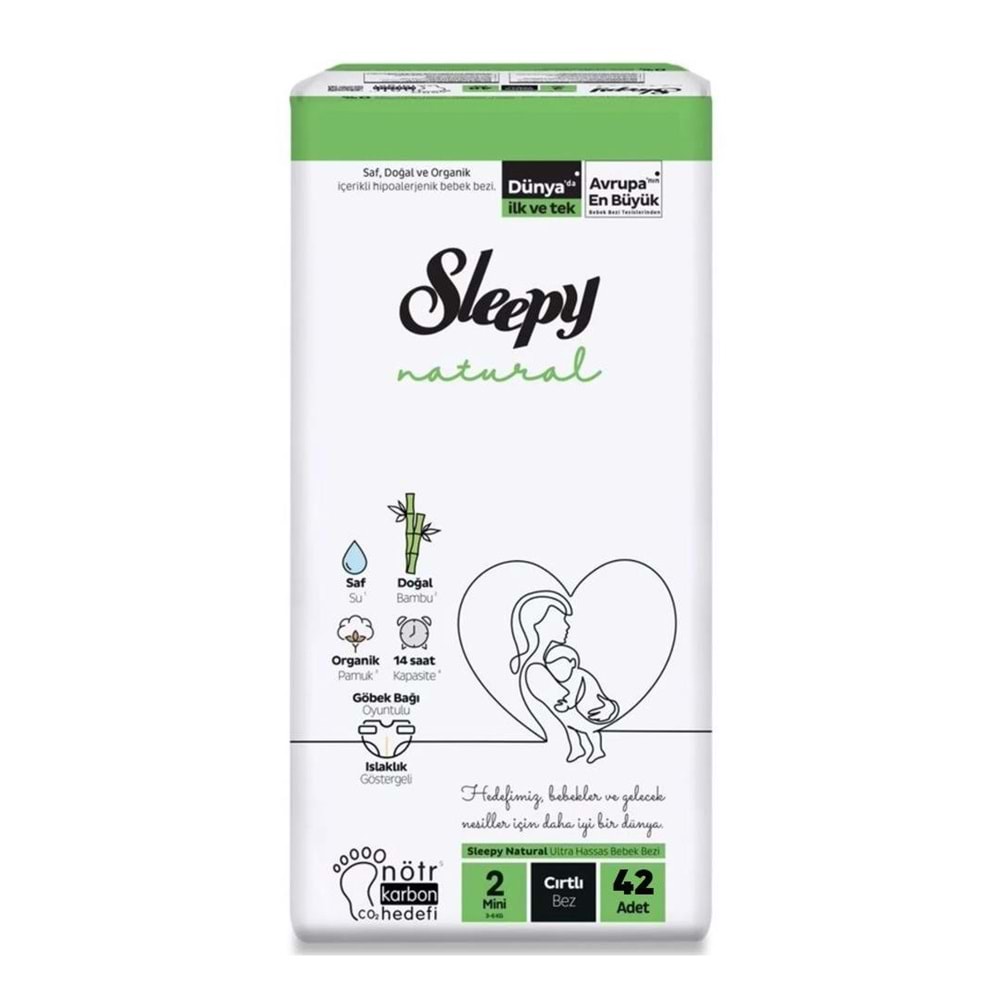 Sleepy Natural Bebek Bezi 2 Beden Mini 3-6Kg 42 Li
